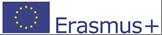 Das Erasmus+ Logo zeigt eine blaue Flagge mit einem gelben Kreis und dem Wort "Erasmus+" in weißer Schrift auf weißem Hintergrund.