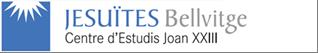 Das Logo des Jesuites Bellvitge Centre d'Estudis Joan XXIII besteht aus einem blauen Quadrat mit weißem Sonnenschliff und dem Text "JESUITES Bellvitge Centre d'Estudis Joan XXIII" in Weiß.