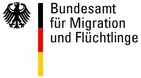 Das Logo des Bundesamtes für Migration und Flüchtlinge besteht aus einem schwarzen Adler auf weißem Grund und dem Schriftzug "Bundesamt für Migration und Flüchtlinge".
